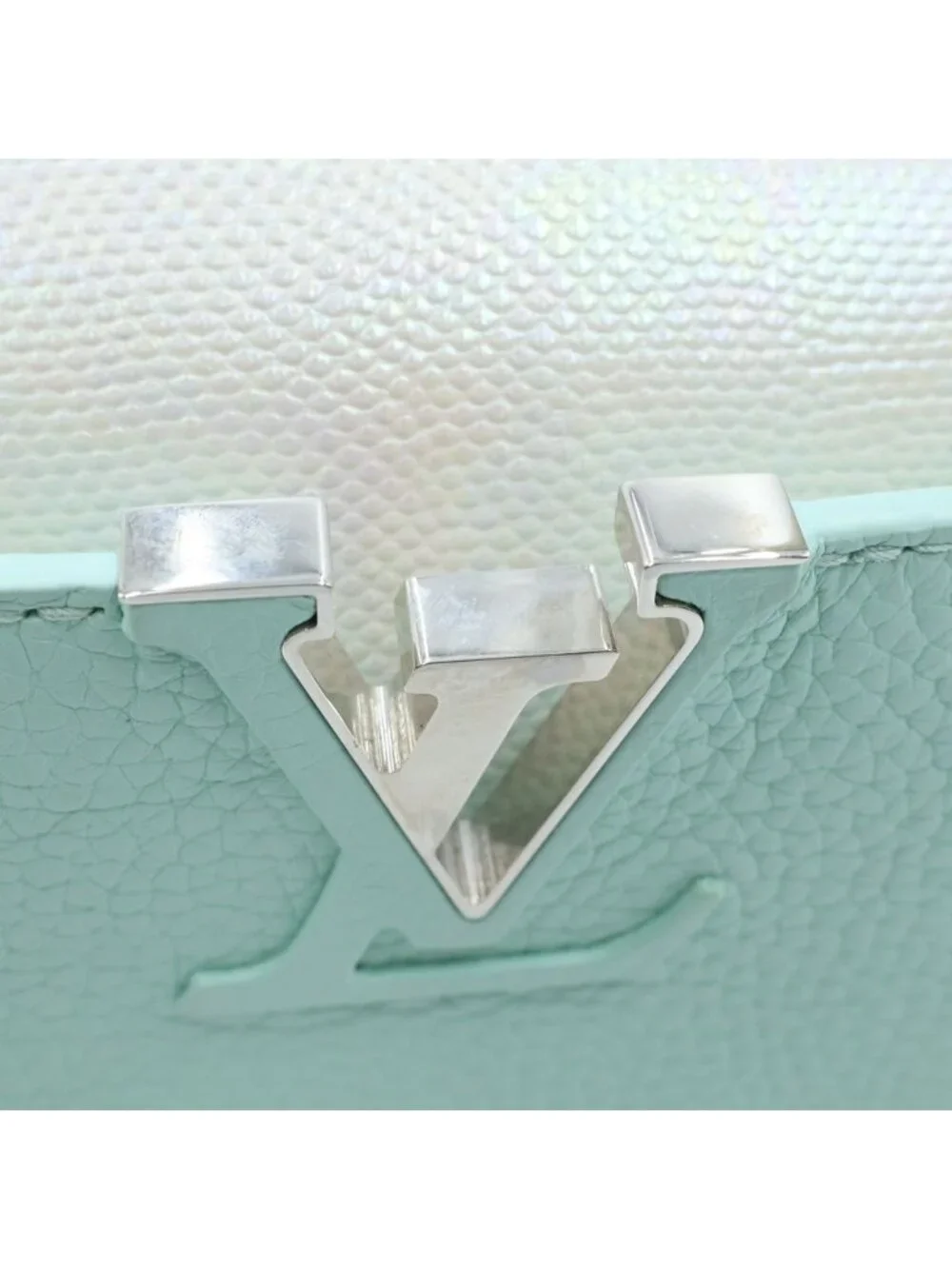 Louis Vuitton Capucines Mini 2-Way Shoulder Bag White Pastel Green Leather